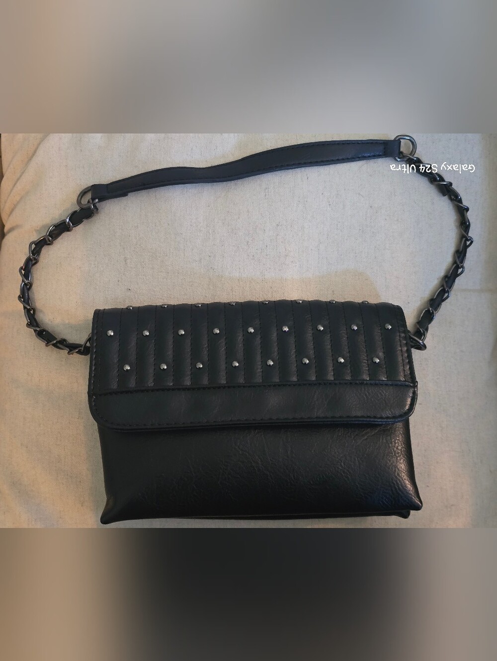 Sam & Hadley Gun Metal Stud Detail Crossbody Shoulder Bag EUC